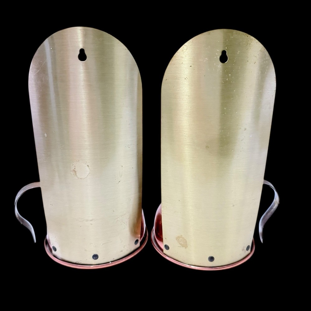 2 Vtg Coppercraft Guild Copper Storm Lamp Wall Sconce Candle Holders Rustic - Picture 4 of 6